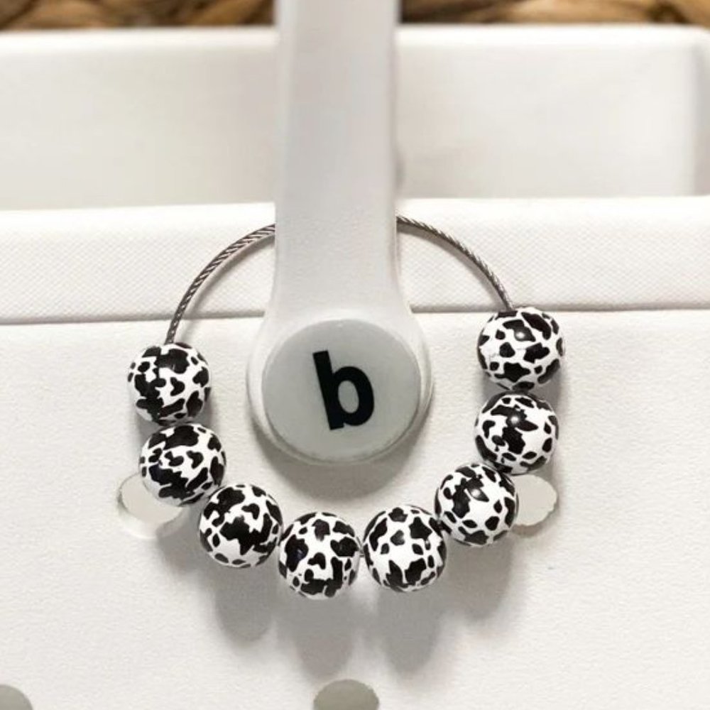 Cow Print Beaded Sports Bogg Bag Charm Keychain